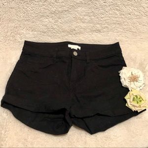 High wasted black denim shorts
